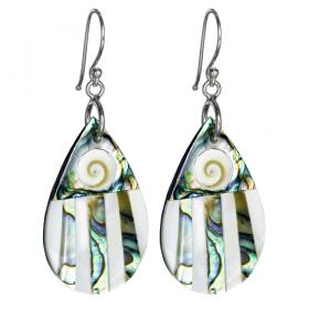 I-be, Paua Muschel, Perlmutt, Shiva Eye Ohrringe Tropfen,3982478304 MS 