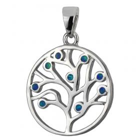 I-be, Blauer Opal Edelstein Anhänger Baum des Lebens, 2045 BDL bl 
