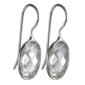 I-be, Bergkristall facettiert Edelstein Ohrringe oval, 925 Silber, Gesamtlänge: 2,8 cm im Geschenketui, 390722S 
