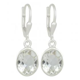 I-be, Bergkristall facettiert Edelstein Ohrringe oval, 925 Silber, Gesamtlänge 3 cm im Geschenketui, 390722 k KB 