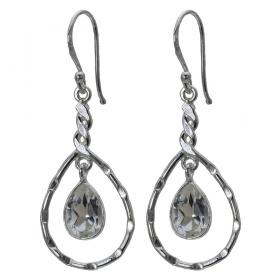 I-be, Bergkristall facettiert Edelstein Ohrringe Tropfen 925 Silber, Gesamtlänge: 4,8 cm im Geschenketui, 390724/4 