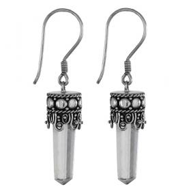 I-be, Bergkristall Edelstein Ohrringe Kristalll, 925 Silber, Gesamtlänge 4,5 cm im Geschenketui, 3907 Kristall MS 