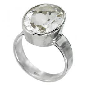 I-be, Bergkristall Edelstein Ring mit facettiertem Stein12x16 mm, 925 Sterling Silber, 100722/12x16 