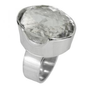 I-be, Bergkristall Edelstein Ring 925 Sterling Silber 100722/18x22 