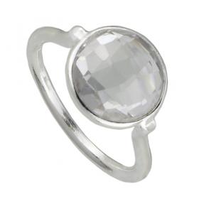 I-be, Bergkristall Edelstein Ring facettiert 11 mm925 Sterling Silber, 100721/11 
