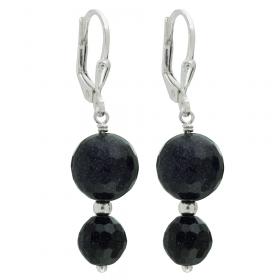 I-be, Blaufluss Edelstein Ohrringe mit kleiner Silberkugel, 925 Silber, Länge 3,8 cm im Geschenketui, 382110S262110 