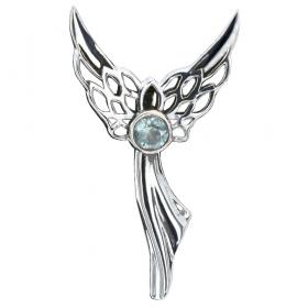 I-be, Engel Anhänger mit Edelstein Blautopas, 925 Silber, Länge 3cm  im Geschenketui, 207221/Engel 