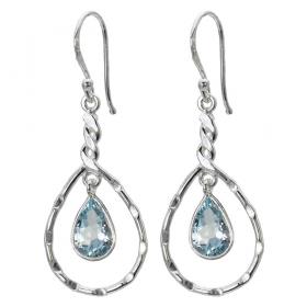 I-be, Topas blau Edelstein facettiertOhrringe, 925 Silber, im Geschenketui, 397224/4 