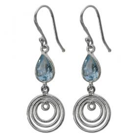 I-be, Topas blau Edelstein facettiert 4x6 mm Ohrstecker, 925 Silber, im Geschenketui, 397224/3K 