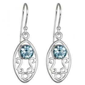 I-be, Topas blau Edelsteine facettiert Ohrringe, 925 Silber, im Geschenketui, 397221 NV6 