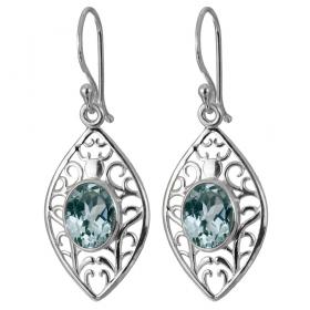 I-be, Blautopas Edelsteine Ohrringe facettiert, 925 Silber, im Geschenketui, 397222 NV7x9 