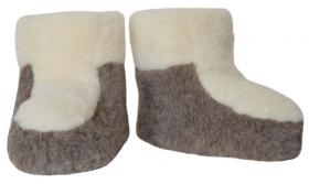 SamWo, 100% reine Schafwolle Hausschuhe Wollhausschuhe Fußwärmer Hüttenschuhe Stiefel , FW Booties br/w 
