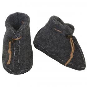 SamWo Babyschuhe 100% natürliche Schafwolle mit Schnellverschluss, BS M gr M 6-12 Mon | grau