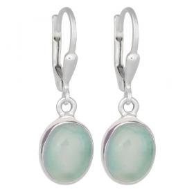I-be, Calcit Edelstein hellblau Ohrringe oval, 925 Silber, Länge: 3 cm, im Geschenketui, 391112 k KB 