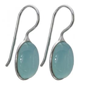 I-be, Calcit Edelstein hellblau Ohrringe oval, 925 Silber, Länge 2,8 cm, im Geschenketui, 391112S 