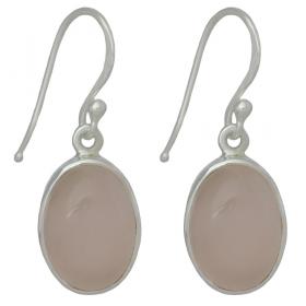 I-be, Rosenquarz Edelstein Ohrringe oval, 925 Silber, Länge: 3,3 cm, 395312 g S 