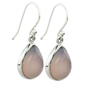 I-be, Rosenquarz Edelstein Ohrringe Tropfen, 925 Silber, Länge: 3,1 cm, 395314 k S 