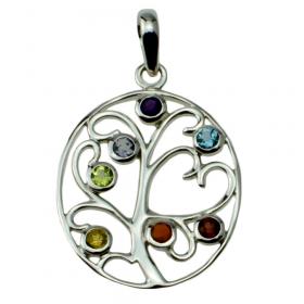 I-be, Chakra Anhänger 7 Edelsteine, 925 Silber, im Geschenketui, 20 Chakra Love 