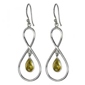 I-be, Citrin facettiert Edelstein Ohrringe oval 925 Silber, Gesamtlänge 5,8 cm im Geschenketui, 391524/8/S 