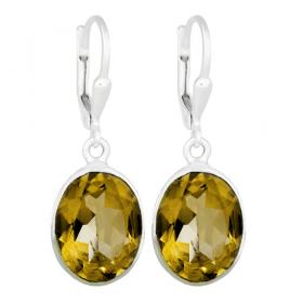 I-be, Citrin Edelstein Ohrringe oval facettiert, 925 Silber, Gesamtlänge 3,3 cm, im Geschenketui, 391522 g KB 