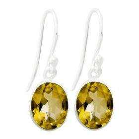 I-be, Citrin Edelstein Ohrringe oval facettiert, 925 Silber, Gesamtlänge 3,0 cm, im Geschenketui, 391522 k S 