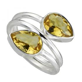I-be, Citrin facettiert Edelstein Ring 925 Sterling Silber 101524x2 