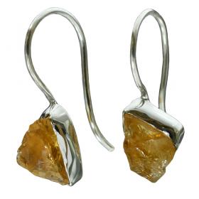 I-be, Citrin Edelstein Rohstein Ohrringe  facettiert, 925 Silber, Gesamtlänge 3,3 cm, im Geschenketui, 3915 roh S 