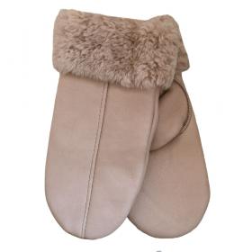 SamWo, Handschuhe/Fäustlinge für Damen, 100% Lammfell, Größe: M, beigebraun 