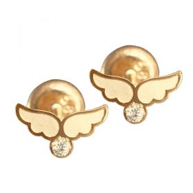 I-be, Flügel Ohrstecker mit funkelnden Zirkonia, 14 k (585) Gold, 35585 Flügel 