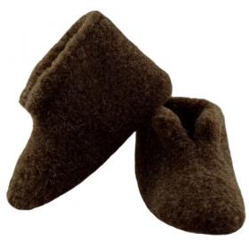 SamWo, 100% reine Schafwolle Hausschuhe Wollhausschuhe Fußwärmer Hüttenschuhe Stiefel dunkelbraun, FW Alpen 