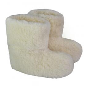 SamWo, 100% reine Schafwolle Hausschuhe Wollhausschuhe Fußwärmer Hüttenschuhe Stiefel , FW FS natur 