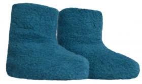 SamWo, 100 % reine Schafwoll Kinder Hausschuhe Wollhausschuhe Fußwärmer Hüttenschuhe Stiefel, KFW potrol 33-34