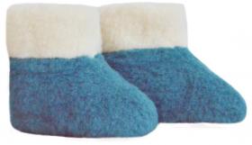 SamWo, 100 % reine Schafwoll Kinder Hausschuhe Wollhausschuhe Fußwärmer Hüttenschuhe Stiefel, KFW potrol/w 29-30