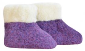 SamWo, 100 % reine Schafwoll Kinder Hausschuhe Wollhausschuhe Fußwärmer Hüttenschuhe Stiefel, KFW vio/w 29-30