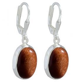 I-be, Goldfluss Edelstein Ohrringe oval 925 Silber, Länge 3 cm, im Geschenketui, 392012 k KB 