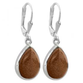 I-be, Goldfluss Edelstein Ohrringe Tropfen 925 Silber, Länge 3 cm, im Geschenketui, 392014 k KB 