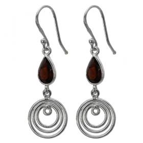 I-be, Granat Edelstein facettiert Ohrringe, 925 Silber, im Geschenketui, 392124/3K 