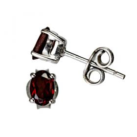 I-be, Granat Edelstein facettiert 4x6 mm Ohrstecker oval, 925 Silber, im Geschenketui, 352122KF 