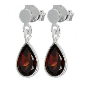 I-be, Granat Edelstein facettiert Ohrstecker rund, 925 Silber, im Geschenketui, 352124 Hänger 