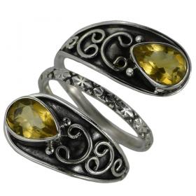 I-be, Citrin facettiert Edelstein Ring 925 Sterling Silber 101524x2IS 