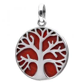 I-be, Korallen Anhänger Baum des Lebens, 925 Silber, 202701 BDL mittel 