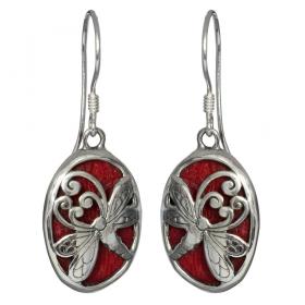 I-be, Koralle Ohrringe Libelle, 925 Silber, 3927 Libelle 