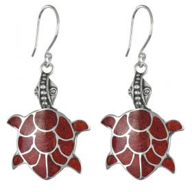 I-be, Koralle Ohrringe Schildkröte, 925 Silber, 3927 Schildkröte 