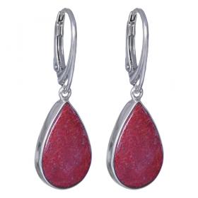 I-be, Koralle Ohrringe Tropfen mit Klappbrisur, 925 Silber, 392704 KB 