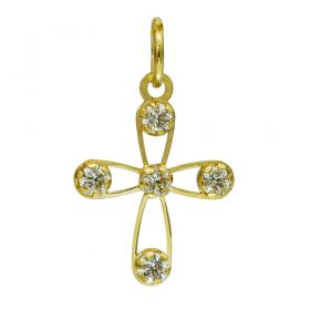 I-be, Kreuz Anhänger mit Zirkonia, 14 k (585) Gold, 20585 Kreuz 5Z 