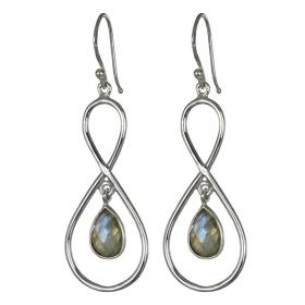 I-be, Labradorit Edelstein Ohrringe facettiert Tropfen 925 Silber, Länge 5,8 cm im Geschenketui, 392824/8/S 