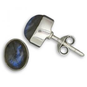I-be, Labradorit Edelstein Ohrstecker oval 925 Silber, im Geschenketui, 352812/8x10 