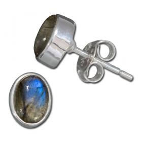 I-be, Labradorit Edelstein Ohrstecker oval 925 Silber, im Geschenketui, 352812/4x6 