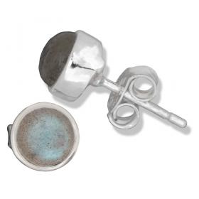 I-be, Labradorit Edelstein Ohrstecker rund 925 Silber, im Geschenketui, 352811/6 