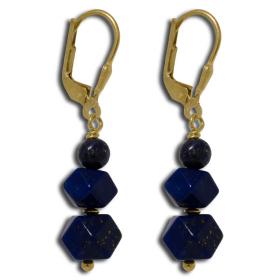 I-be, Lapis Lazuli Edelstein Ohrringe 925 Silber vergoldet, Länge 4,1 cm im Geschenketui, 3811291829SG2 